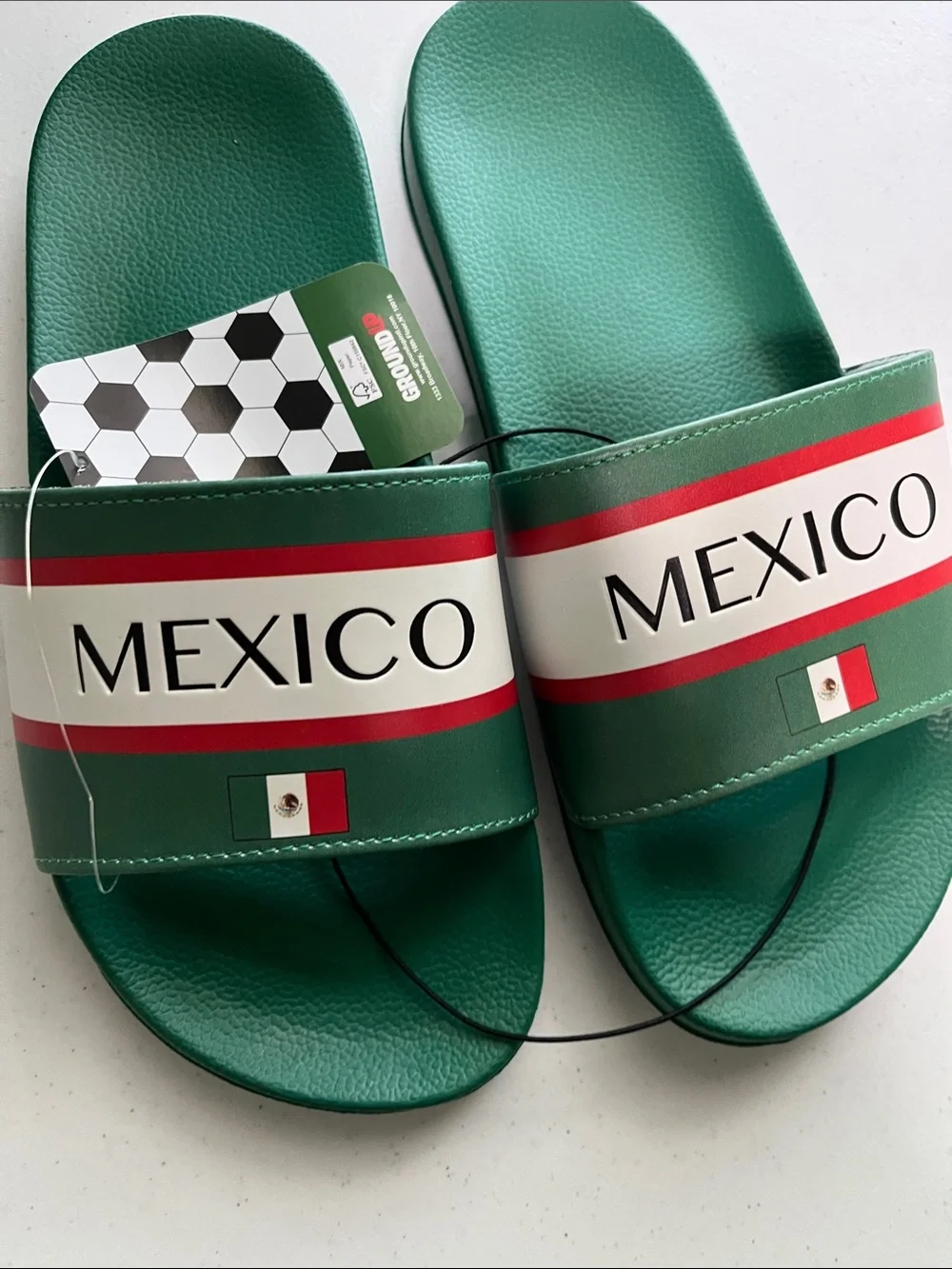 Mexico Green Slide Sandals - Mexico Graphic